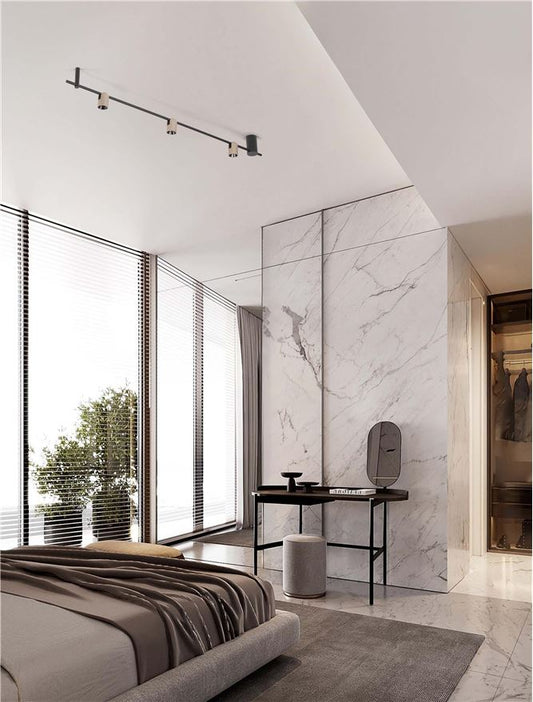 Plafoniera SIRMOS Triac Dimmable Sandy Gold Beige Aluminium & Sandy Black Base LED 21W 3000K Dim: L.150 X l.7 X h.18 cm  Nova Luce