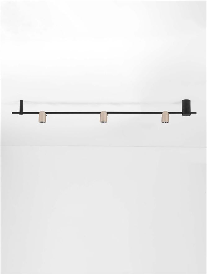 Plafoniera SIRMOS Triac Dimmable Sandy Gold Beige Aluminium & Sandy Black Base LED 21W 3000K Dim: L.150 X l.7 X h.18 cm  Nova Luce