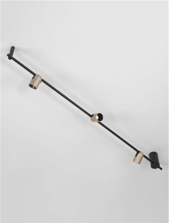 Plafoniera SIRMOS Triac Dimmable Sandy Gold Beige Aluminium & Sandy Black Base LED 21W 3000K Dim: L.150 X l.7 X h.18 cm  Nova Luce