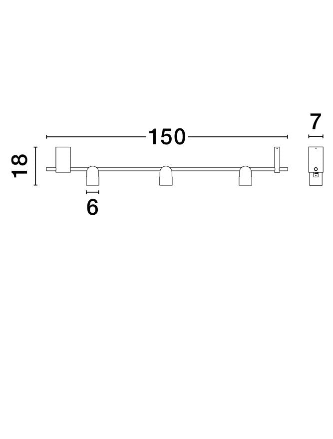 Plafoniera SIRMOS Triac Dimmable Sandy Gold Beige Aluminium & Sandy Black Base LED 21W 3000K Dim: L.150 X l.7 X h.18 cm  Nova Luce