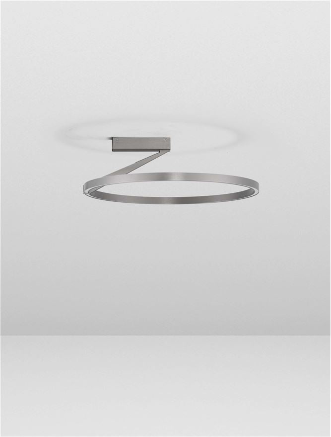 Plafoniera TILIA Triac Dimmable Foggy Nickel Aluminium LED 44W 2700-3000-4000K Diam: 60 cm  Nova Luce