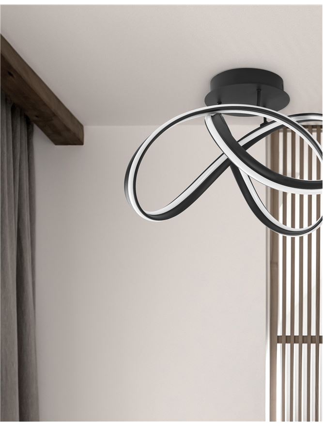 Plafoniera TRUNO Sandy Black Aluminium & Acrylic Led 60W 3000K Diam: 52 cm Nova Luce