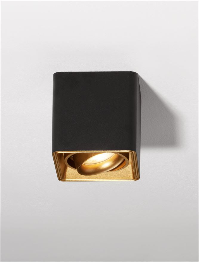 Plafoniera NAMI Black & Gold Aluminium LED 1X10W GU10 Dim: 11X11 cm  Nova Luce