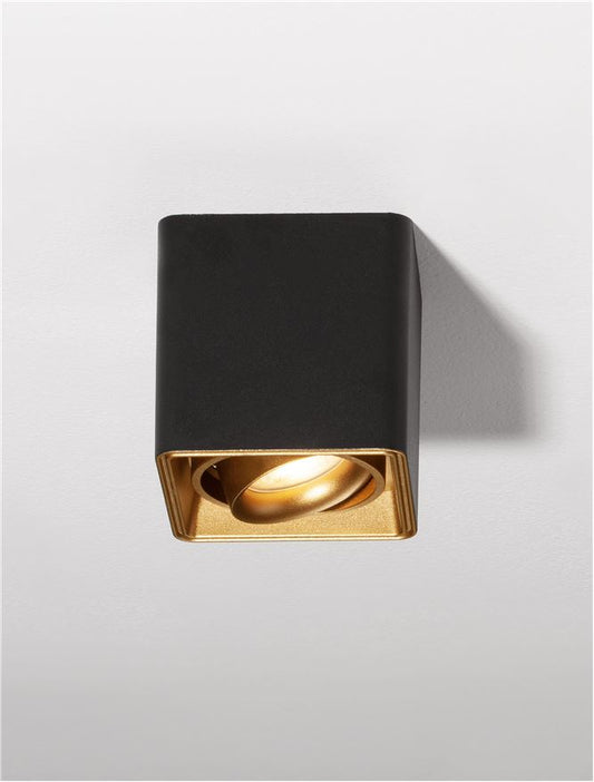 Plafoniera NAMI Black & Gold Aluminium LED 1X10W GU10 Dim: 11X11 cm  Nova Luce