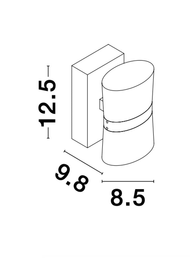 Aplica de interior SABIA Chrome Aluminum & Acrylic LED 10W 3000K Dim: L. 8.5 X W. 9.8 X H. 12.5 cm IP44 Nova Luce