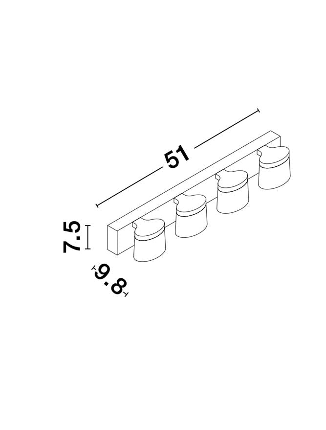Aplica de interior SABIA Chrome Aluminum & Acrylic LED 20W 3000K Dim: L.51 X W. 9.8 X H. 7.5 cm IP44 Nova Luce