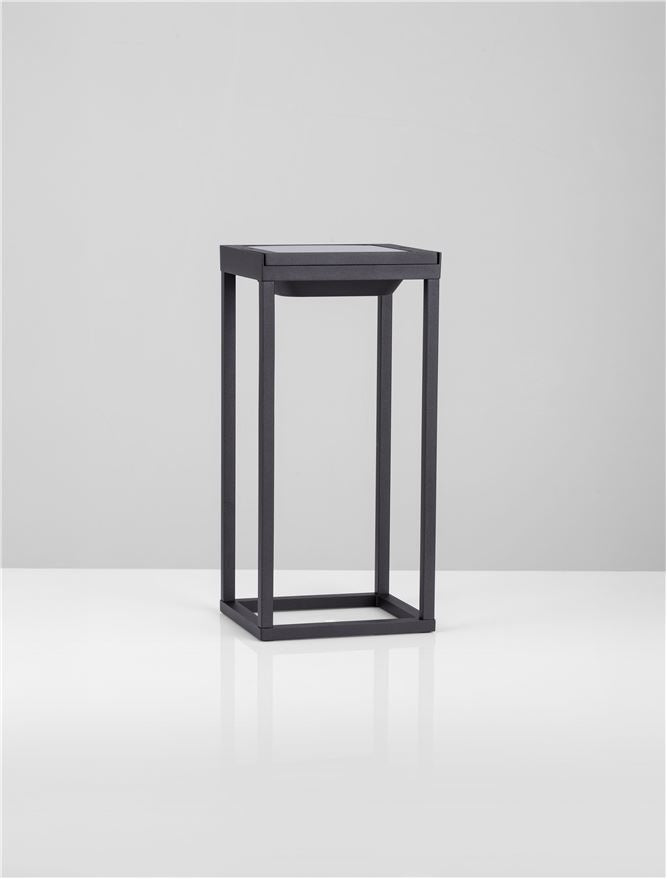 Bolard TEGOLO black, LED 2Watt 5Volt DC 231Lm IP54 3000K Solar Light Cable Length: 100 cm Nova Luce