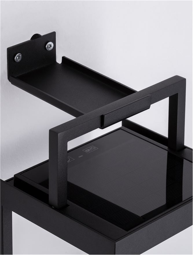 Bolard TEGOLO black, LED 2Watt 5Volt DC 231Lm IP54 3000K Solar Light Cable Length: 100 cm Nova Luce