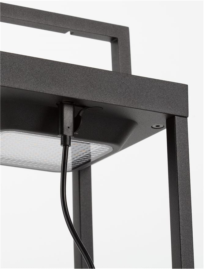 Bolard TEGOLO black, LED 2Watt 5Volt DC 231Lm IP54 3000K Solar Light Cable Length: 100 cm Nova Luce