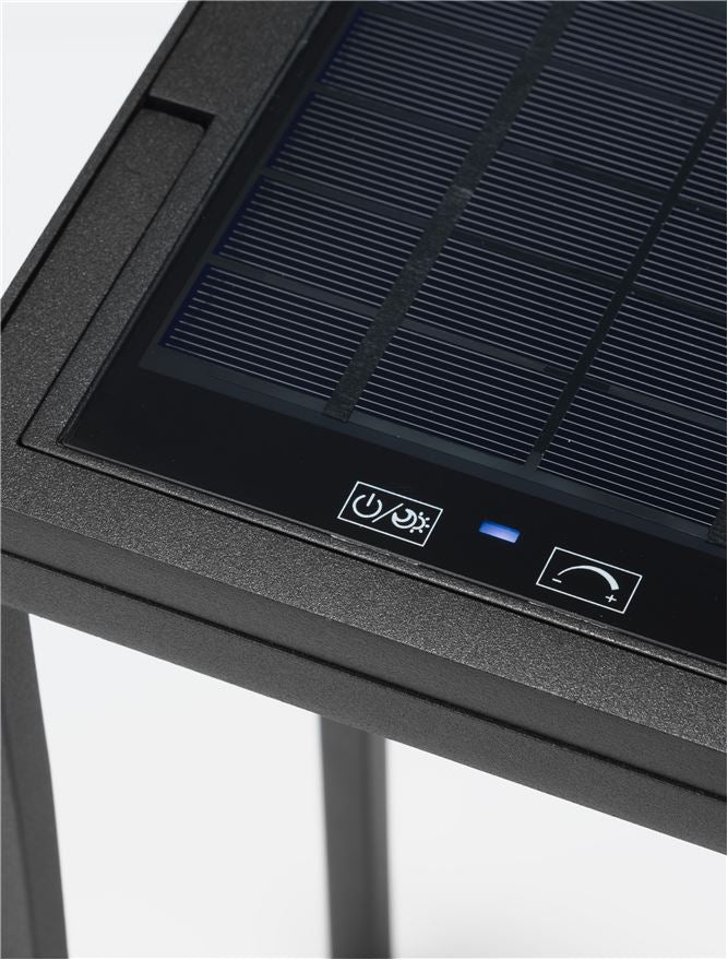 Bolard TEGOLO black, LED 2Watt 5Volt DC 231Lm IP54 3000K Solar Light Cable Length: 100 cm Nova Luce