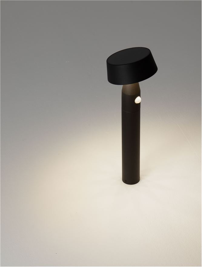 Bolard CHIARO black, LED 1Watt 5V DC 69Lm IP54 3000K Solar Light With Sensor Nova Luce