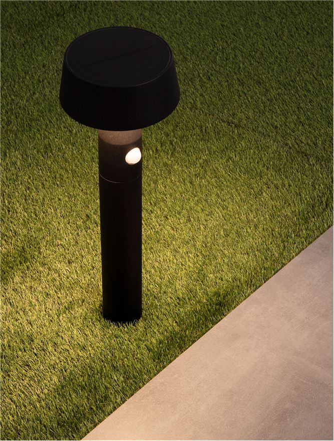 Bolard CHIARO black, LED 1Watt 5V DC 69Lm IP54 3000K Solar Light With Sensor Nova Luce