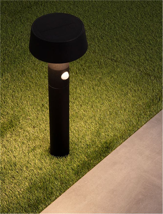 Bolard CHIARO black, LED 1Watt 5V DC 69Lm IP54 3000K Solar Light With Sensor Nova Luce
