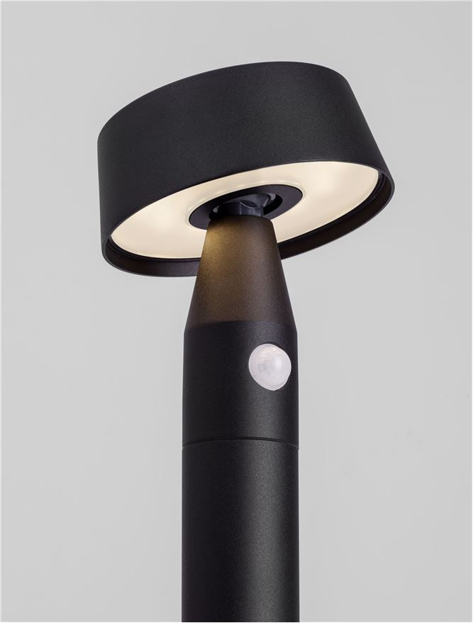 Bolard CHIARO black, LED 1Watt 5V DC 69Lm IP54 3000K Solar Light With Sensor Nova Luce