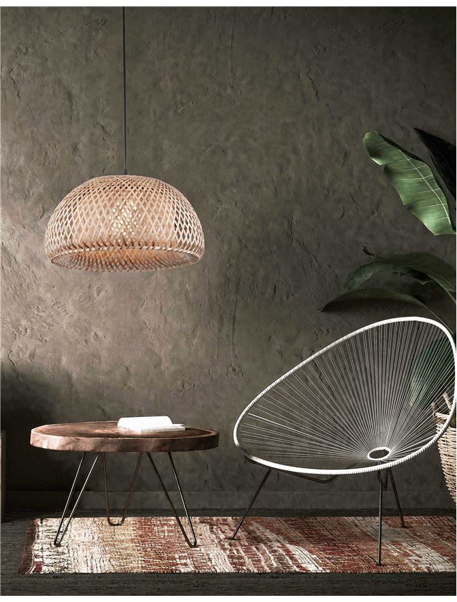 Lampa suspendata SCARLET Natural Bamboo Black PVC Wire & Base NOVA LUCE