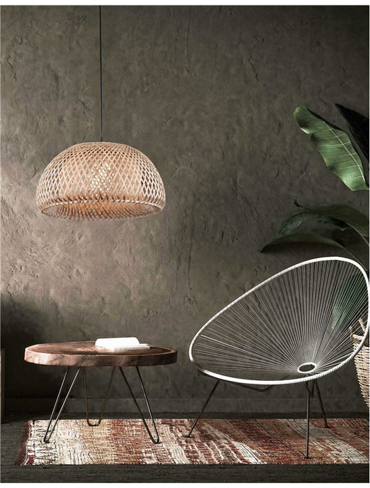 Lampa suspendata SCARLET Natural Bamboo Black PVC Wire & Base NOVA LUCE