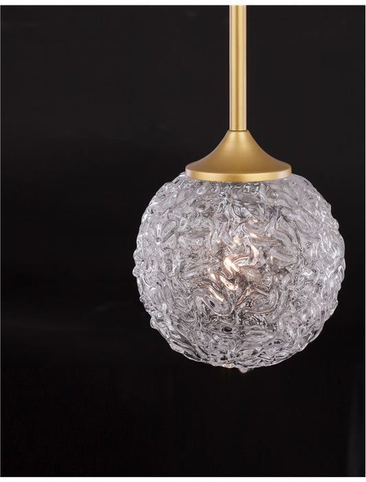 Lampa suspendata MIRANO Clear Structured Glass & Brushed Gold Steel LED G9 1x5 NOVA LUCE