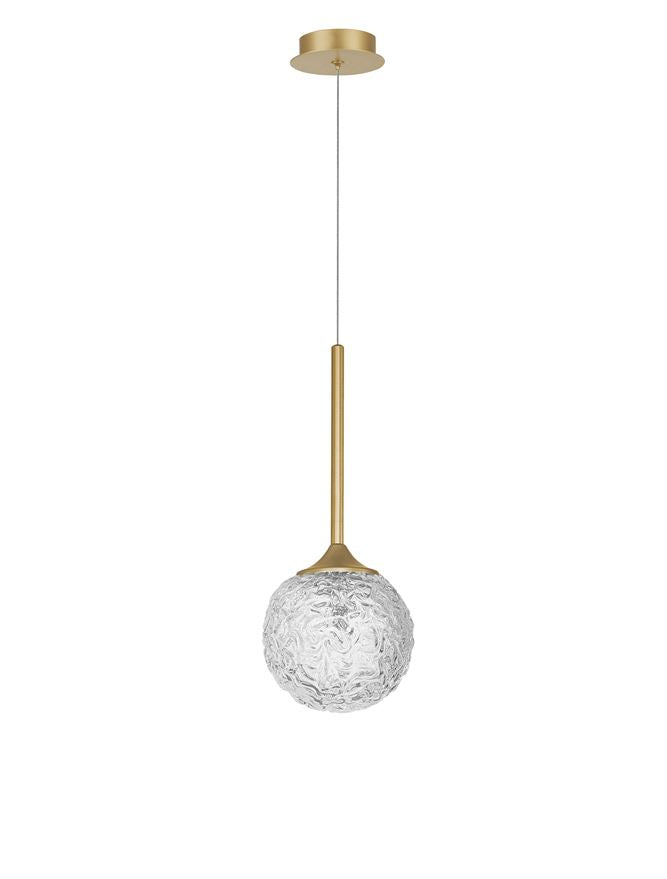 Lampa suspendata MIRANO Clear Structured Glass & Brushed Gold Steel LED G9 1x5 NOVA LUCE