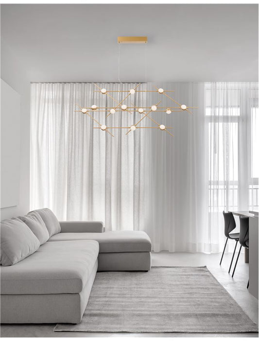 Lampa suspendata ATOMO Gold Metal & Acrylic L110 NOVA LUCE