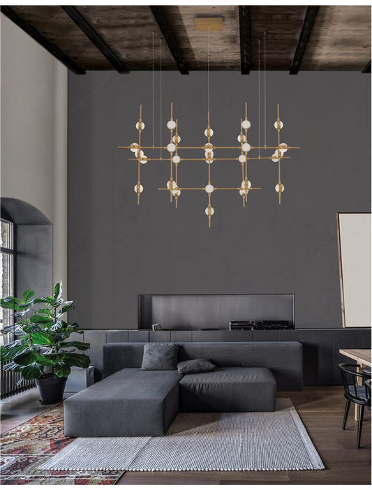 Lampa suspendata ATOMO Gold Metal & Acrylic L106 NOVA LUCE