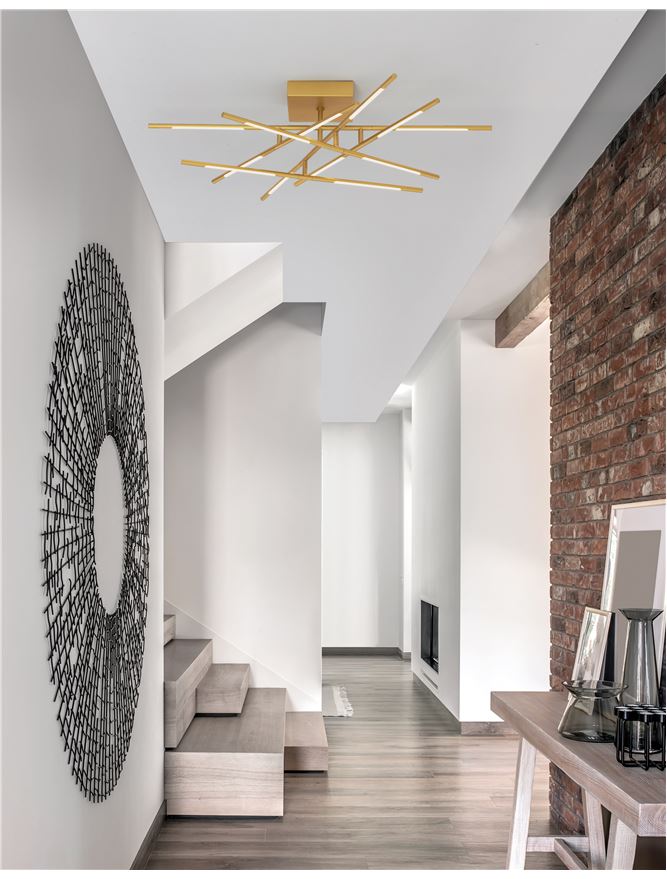 Plafoniera RACCIO Gold Metal & Acrylic 48W Dim: 94.5 X 94.5 cm Nova Luce