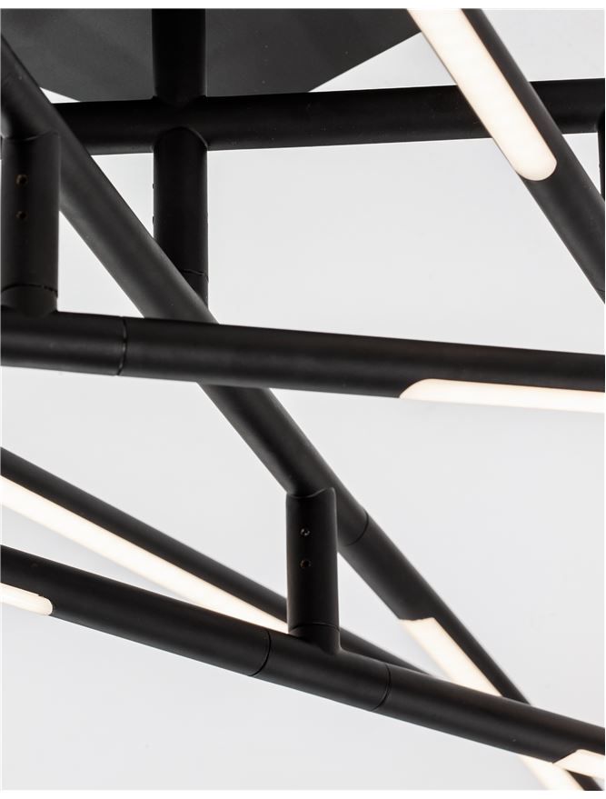 Plafoniera RACCIO Black Metal & Acrylic 48W Dim: 94.5 X 94.5 cm Nova Luce