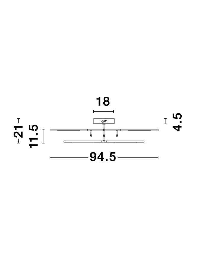 Plafoniera RACCIO Black Metal & Acrylic 48W Dim: 94.5 X 94.5 cm Nova Luce