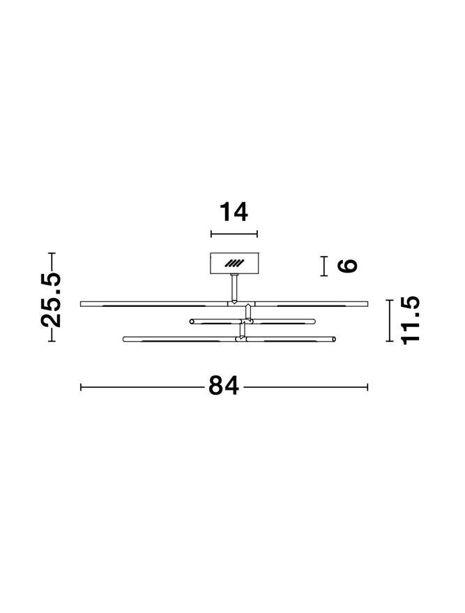 Plafoniera RACCIO Black Metal & Acrylic 30W Dim: 84 X 77 cm Nova Luce