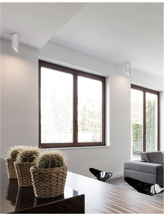 Plafoniera OSLO Sandy White Aluminium Outside and Inside 1X50W GU10 Diam: 6 cm H.15 cm Nova Luce