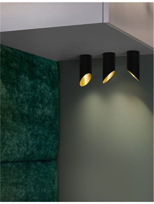 Plafoniera OSLO Sandy Black Aluminium Outside Gold Aluminium Inside 1X50W GU10 Diam: 6 cm H.15 cm Nova Luce