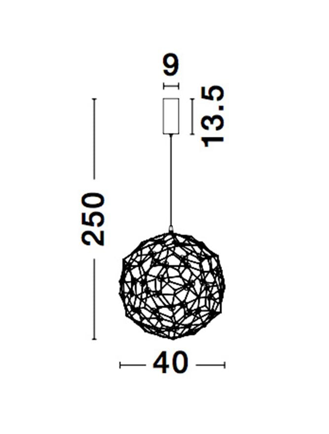 Lampa suspendata SOLE D40 Gold Metal & Crystal NOVA LUCE