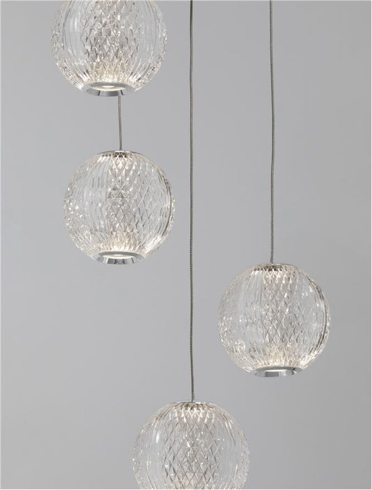 Lampa suspendata BRILLANTE Chrome Aluminium & Acrylic 5 LED 26W NOVA LUCE