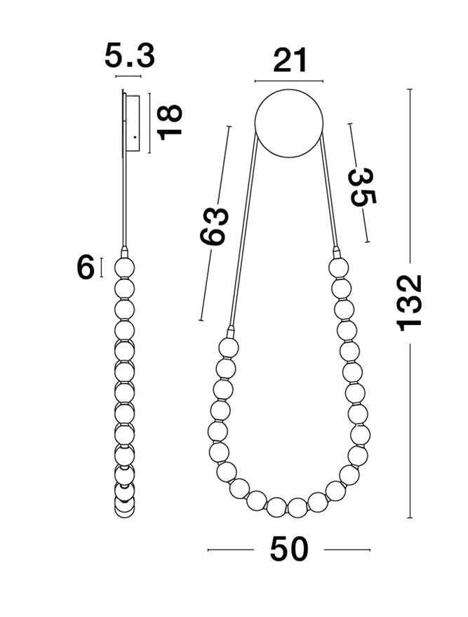 Aplica de interior PERLA chrome  metal & opal glass 56W 3000K IP20 H132cm Nova Luce