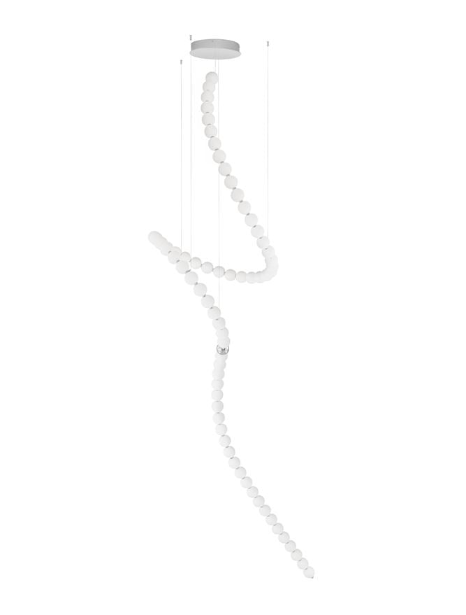 Lampa suspendata PERLA Vertical Chrome Metal & Opal Glass 400cm NOVA LUCE