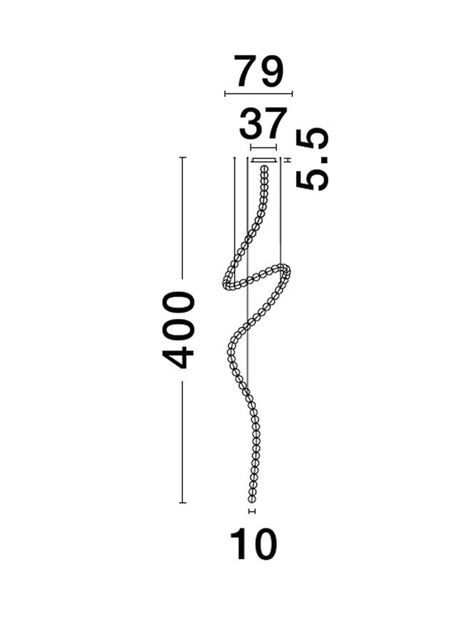 Lampa suspendata PERLA Vertical Chrome Metal & Opal Glass 400cm NOVA LUCE
