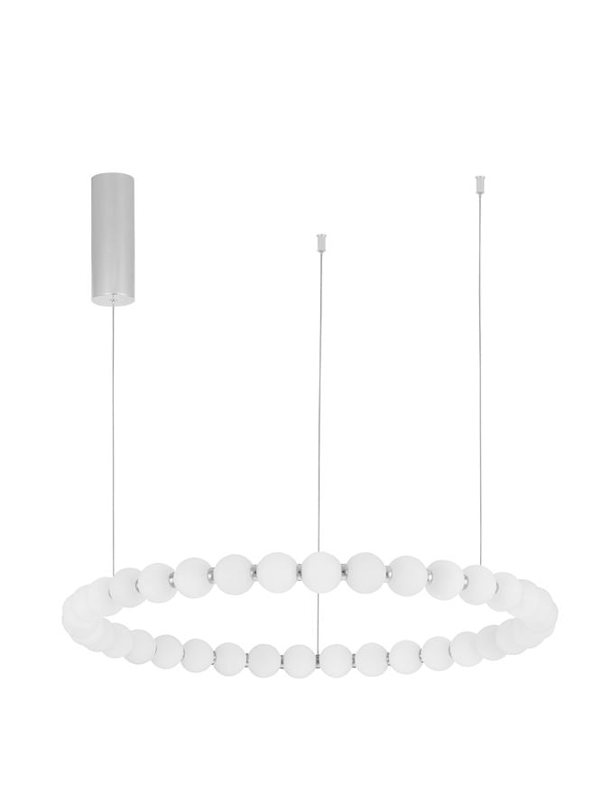 Lampa suspendata PERLA Round Chrome Metal & Opal Glass D80 NOVA LUCE