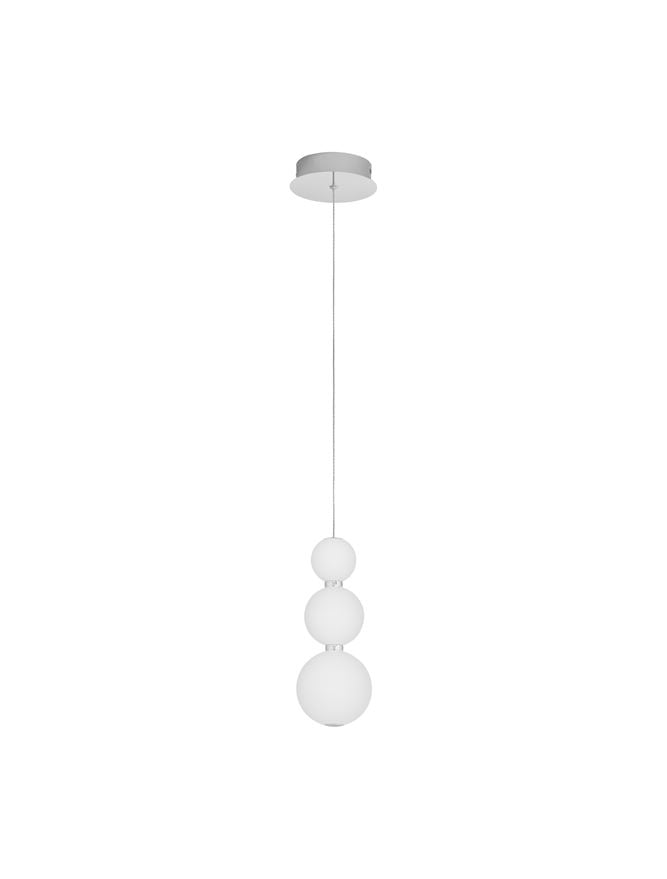 Lampa suspendata PERLA Vertical Chrome Metal & Opal Glass D10 NOVA LUCE