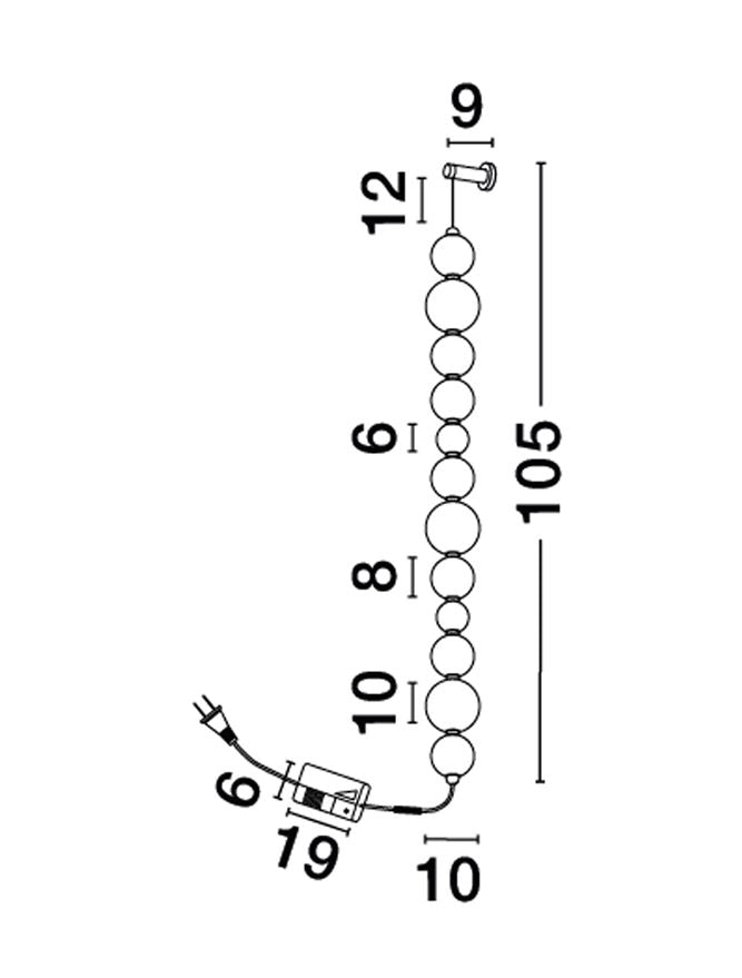 Aplica de interior PERLA chrome  metal & opal glass 41W 3000K IP20 H105cm Nova Luce