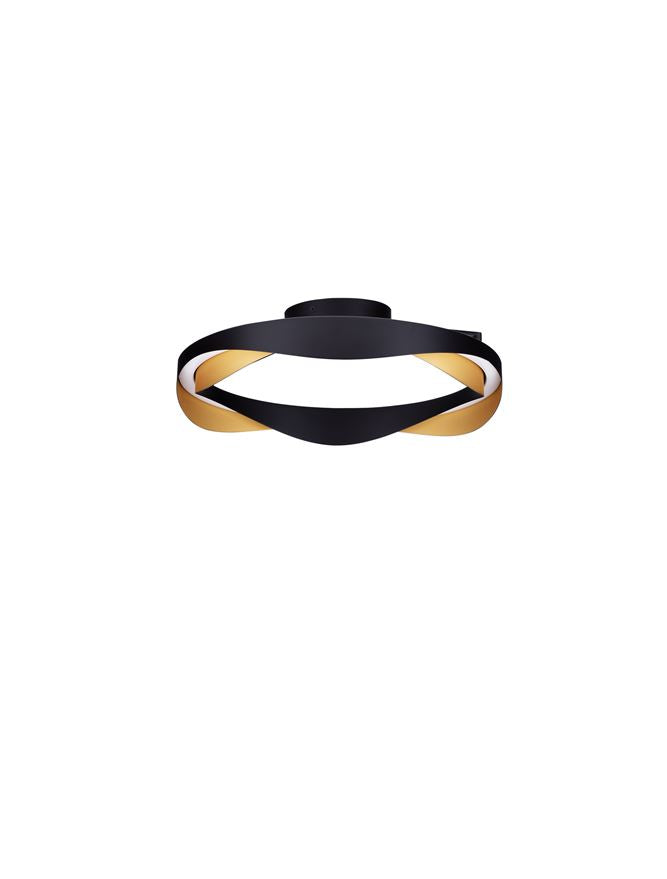 Plafoniera RADON Triac Dimmable Matt Black & Gold Aluminium Led 40W Diam: 45 cm Nova Luce