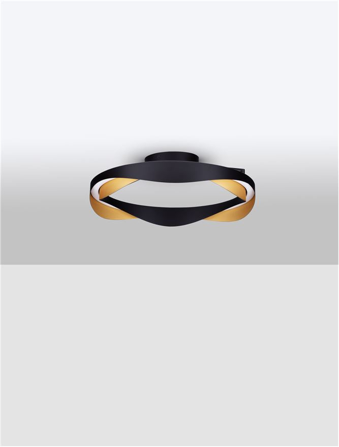 Plafoniera RADON Triac Dimmable Matt Black & Gold Aluminium Led 40W Diam: 45 cm Nova Luce
