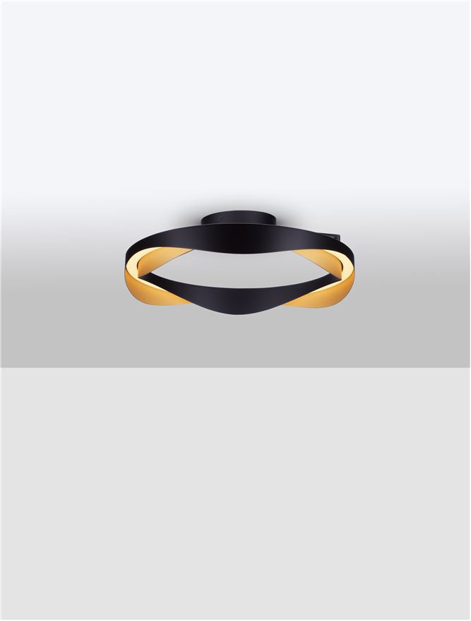 Plafoniera RADON Triac Dimmable Matt Black & Gold Aluminium Led 40W Diam: 45 cm Nova Luce