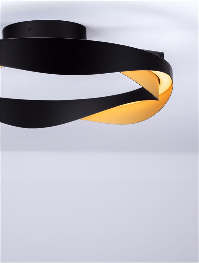 Plafoniera RADON Triac Dimmable Matt Black & Gold Aluminium Led 40W Diam: 45 cm Nova Luce