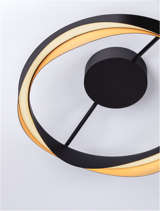 Plafoniera RADON Triac Dimmable Matt Black & Gold Aluminium Led 40W Diam: 45 cm Nova Luce