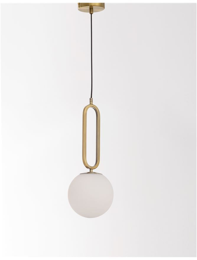 Lampa suspendata GRUS D20 Brass Metal Opal Glass NOVA LUCE