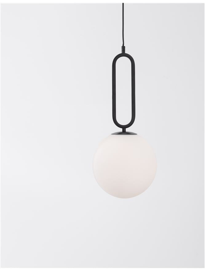 Lampa suspendata GRUS D25 Matt Black Metal Opal Glass NOVA LUCE