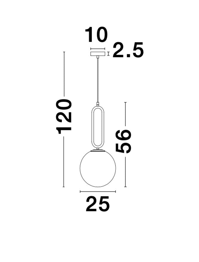 Lampa suspendata GRUS D25 Matt Black Metal Opal Glass NOVA LUCE