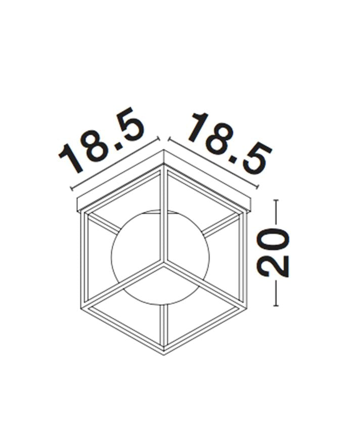 Plafoniera JULIET Brass & Black Metal White Opal Glass 1X12W Dim: 18.5X18.5 cm Nova Luce