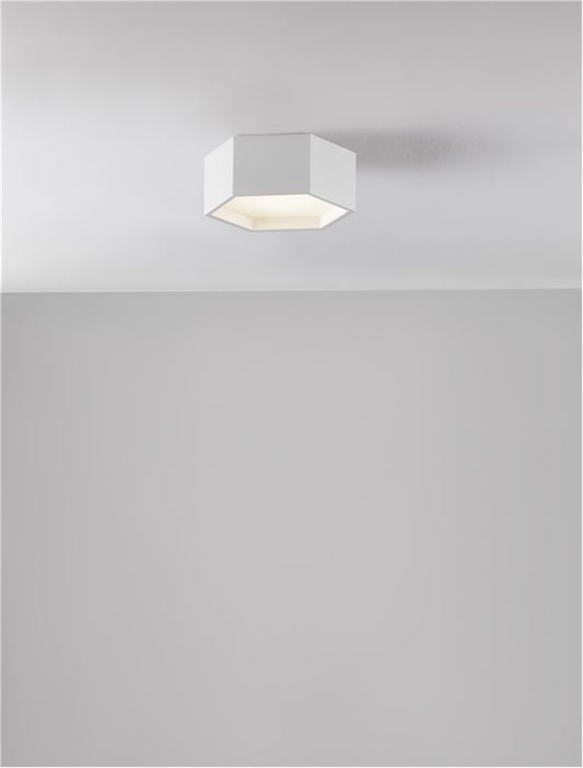 Plafoniera SAMBA Sandy White Aluminium & Acrylic  Led 10W 3000K  Diam: 25 cm H.10 cm Nova Luce