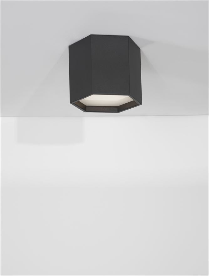 Plafoniera SAMBA Sandy Black Aluminium & Acrylic Led 10W 3000K Diam: 25 cm H. 20 cm Nova Luce