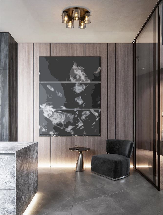 Plafoniera MIRBI Sandy Black Steel & Smoke Glass LED 5X12W E27 Diam: 50 cm Nova Luce